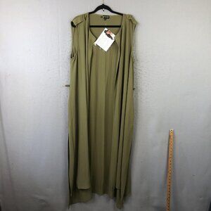 Serena Williams Signature Statement Duster Vest Womens 1X Olive Green Made USA